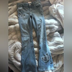 Kids Blue Jeans with Butterfly Embroidery